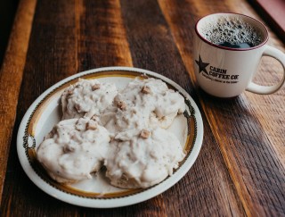 Cabin Coffee Avon coffee & biscuits and gravy
