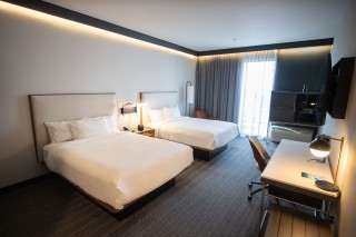 An elegant double queen room at the Courtyard.