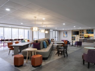 The awesome lobby at Home2 Suites Brownsburg.